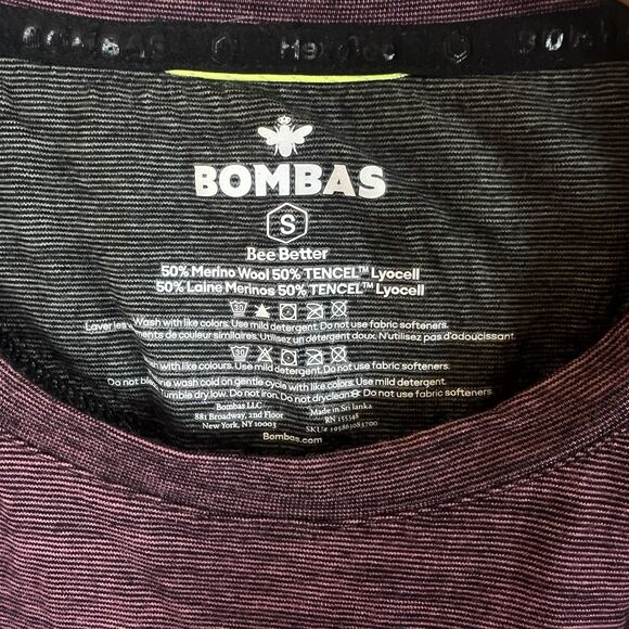 Bombas Base Layer Women's S Merino Wool Blend Long Sleeve Heathered Burgundy - Picture 3 of 7